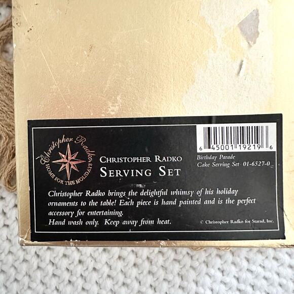 Christopher Radko Birthday Parade Cake Serving Knife Set 2 Clowns Balloons NIB - Picture 6 of 6